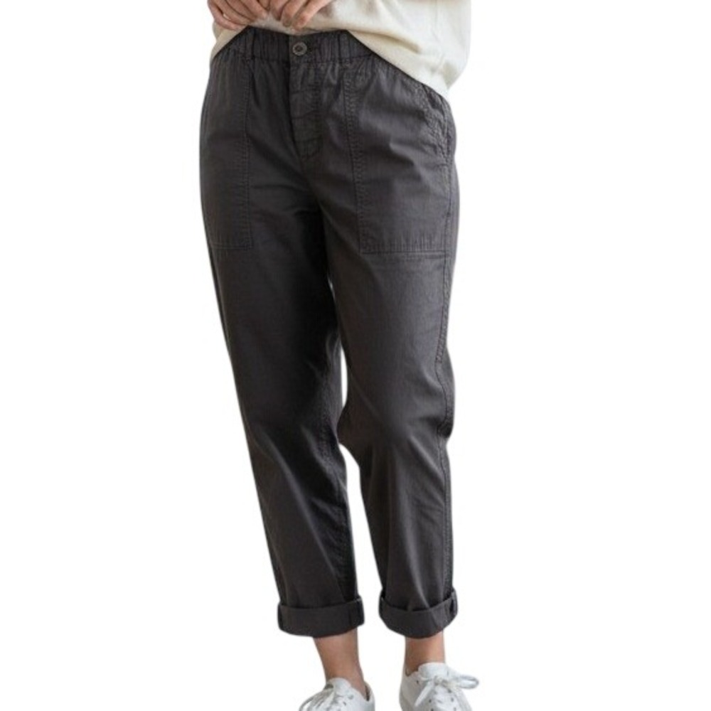 Lou & Grey Utility Tapered Relaxed Pants Boho Minimalist Gray XS Poplin Cargo